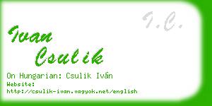 ivan csulik business card